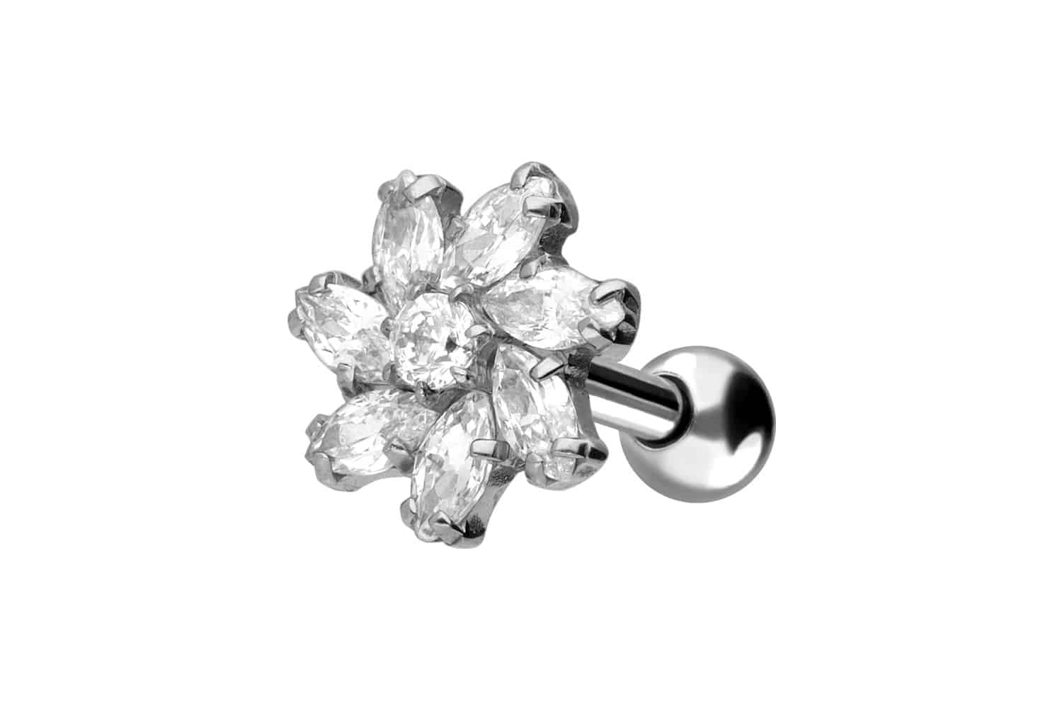 Titan Ohrpiercing KRISTALLBLUME